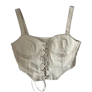 Cider Cream Lace-Up Bustier Top